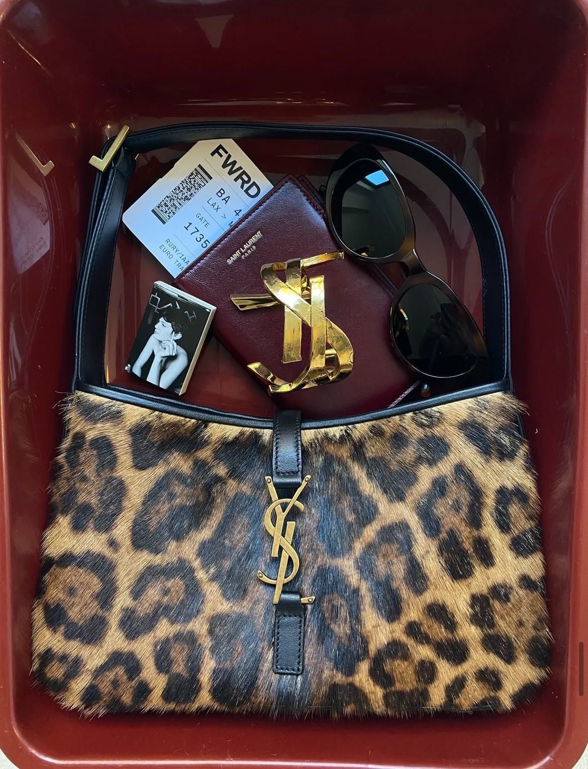 YSL Le 5 A 7 Shoulder Bag in Leopard-Print Calf Hair